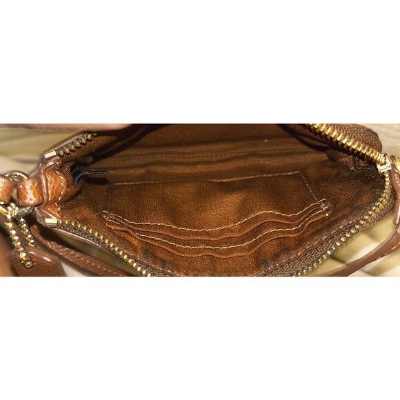 Coach Signature Stripe Coated Canvas Wristlet Wallet Tan & Brown F64233 - Picture 8 of 9